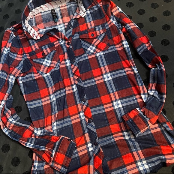Red, White, & Blue Plaid Button Down - Picture 1 of 6